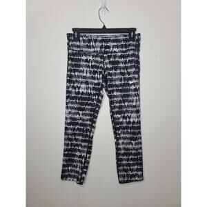 Nike Dri-Fit black white striped capri leggings - small